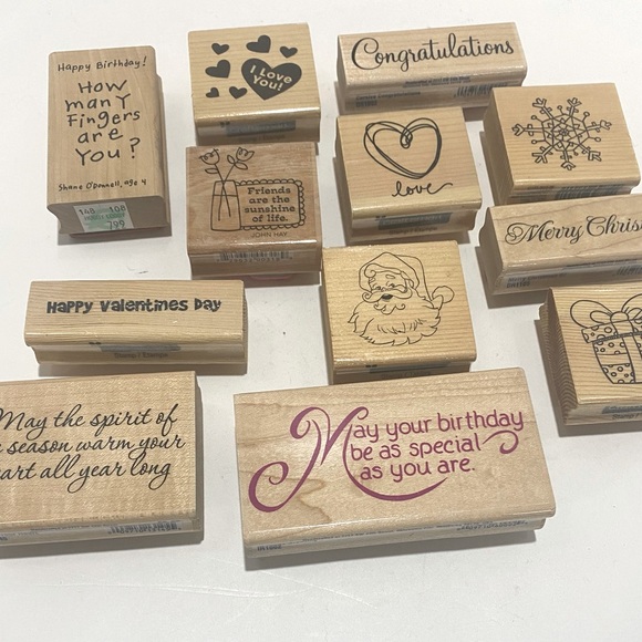 Lot of 12 Craft Rubber Stamps Various Occasions - Picture 3 of 3